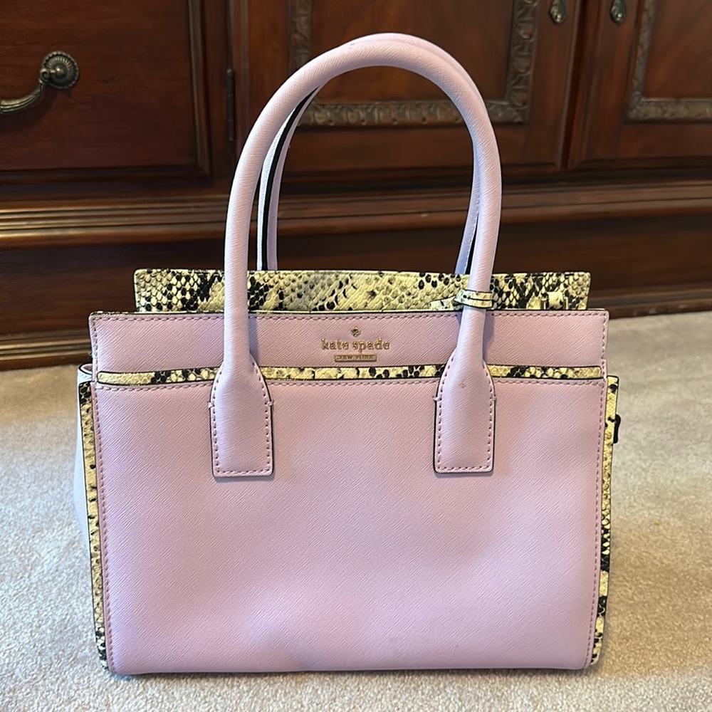 Kate Spade Lilac Cream/snake detail small Candace hand bag